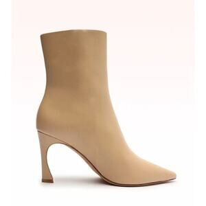 Alexandre Birman Myra 85 Ankle Heeled Boots Women's 10 Beige Leather Kitten Heel